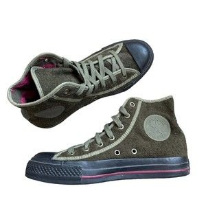RARE Converse Chuck Taylor Olive Felt Women's Sz 7 Kombu Green Hi Tops Sneakers